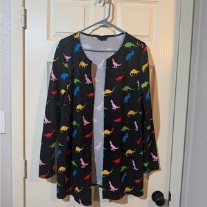 SHEIN Black Dinosaur Print Cardigan